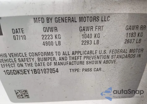 2011 Cadillac Cts Performance z USA, uszkodzony, nr VIN 1G6DK5EY1B0107054